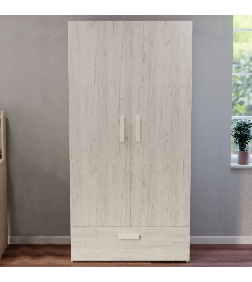 Armoire 2 portes avec tiroir KENZI
